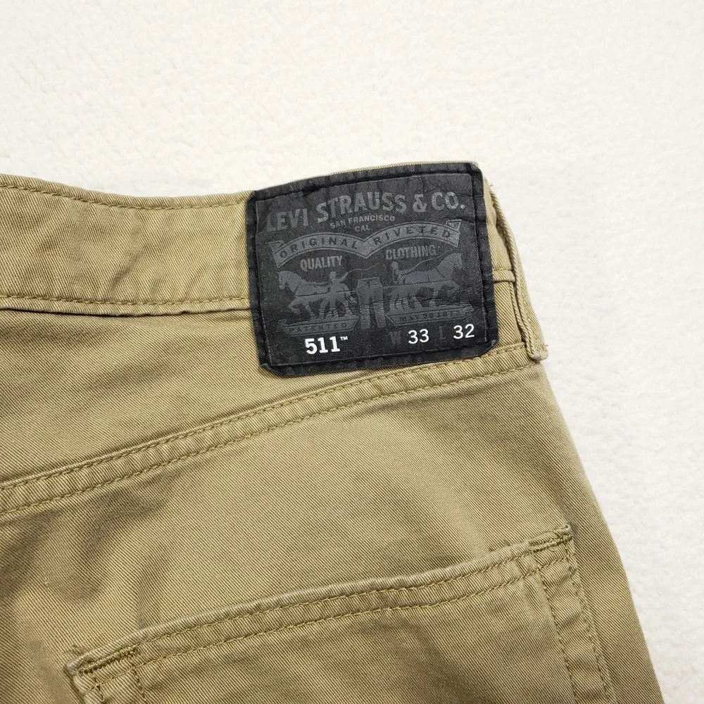 Levi's‎ 511 Slim Fit Jeans Mens 33x32 Khaki Tan Stretch Twill Chino Casual Pants